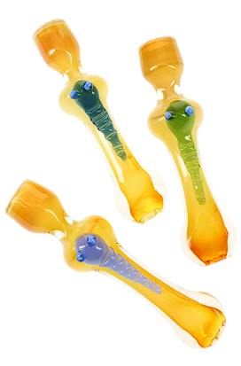 Gold Fumed Creature Work Hand Pipe Chillum Each