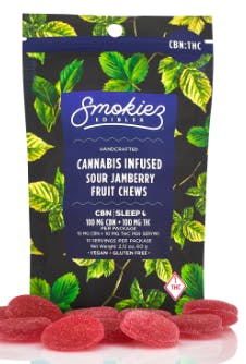 Smokiez Sour Jamberry Fruit Gummies 100mg, 10pk