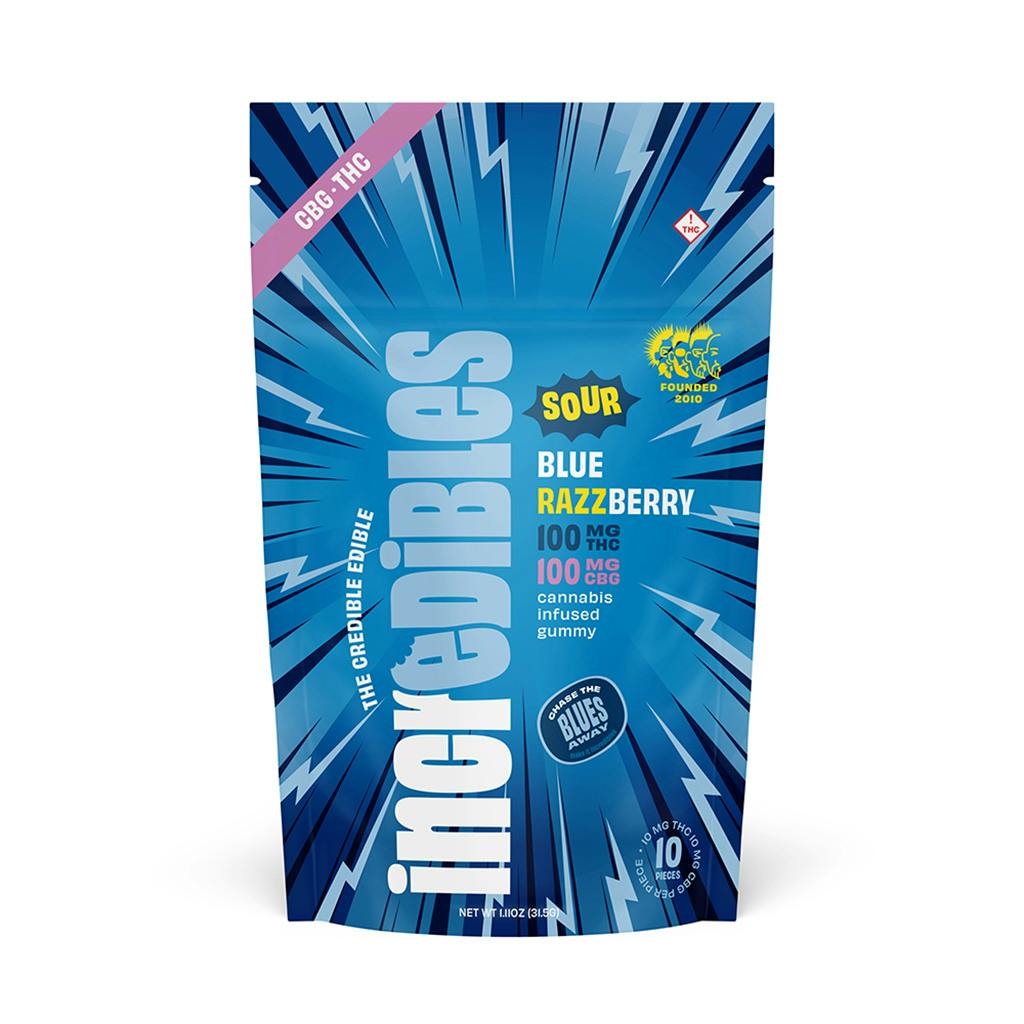 Gummies - Sour Blue Raspberry - 1:1 - Hybrid - 100mg