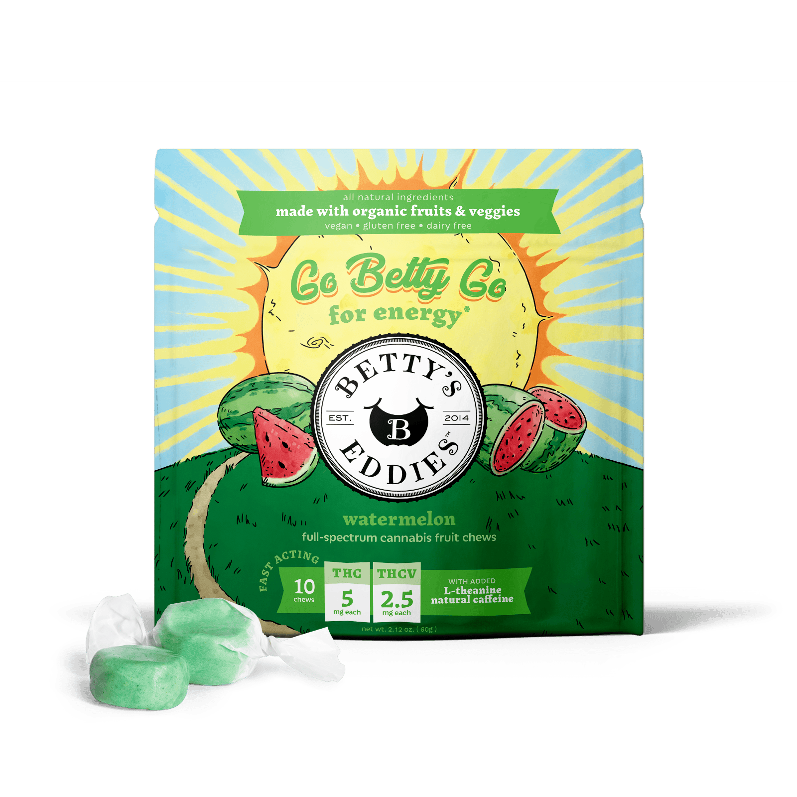 Chews | Go Betty Go Watermelon 2:1 | 50mg | 10pk | Betty's Eddies