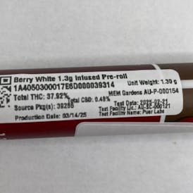 Berry White (indica) 1.3g Infused Preroll- Thunder Canna