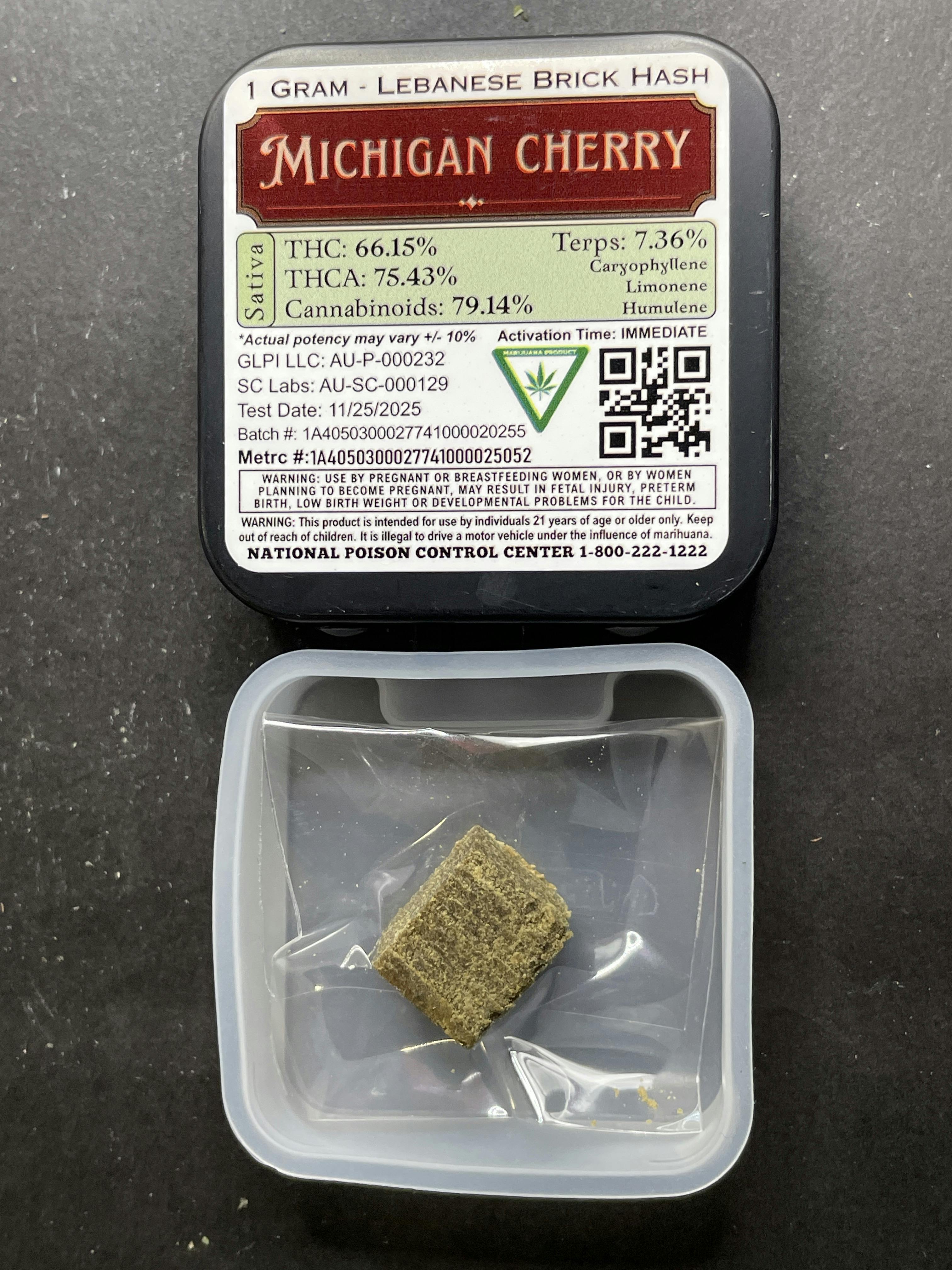 Old School Hash | 1g Michigan Cherry Brick Hash
