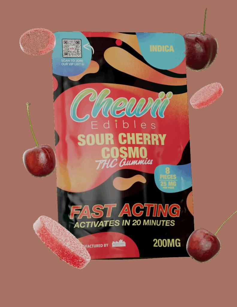 Chewii - Sour Cherry Cosmo Indica 200mg Fast Acting - 8 Gummies