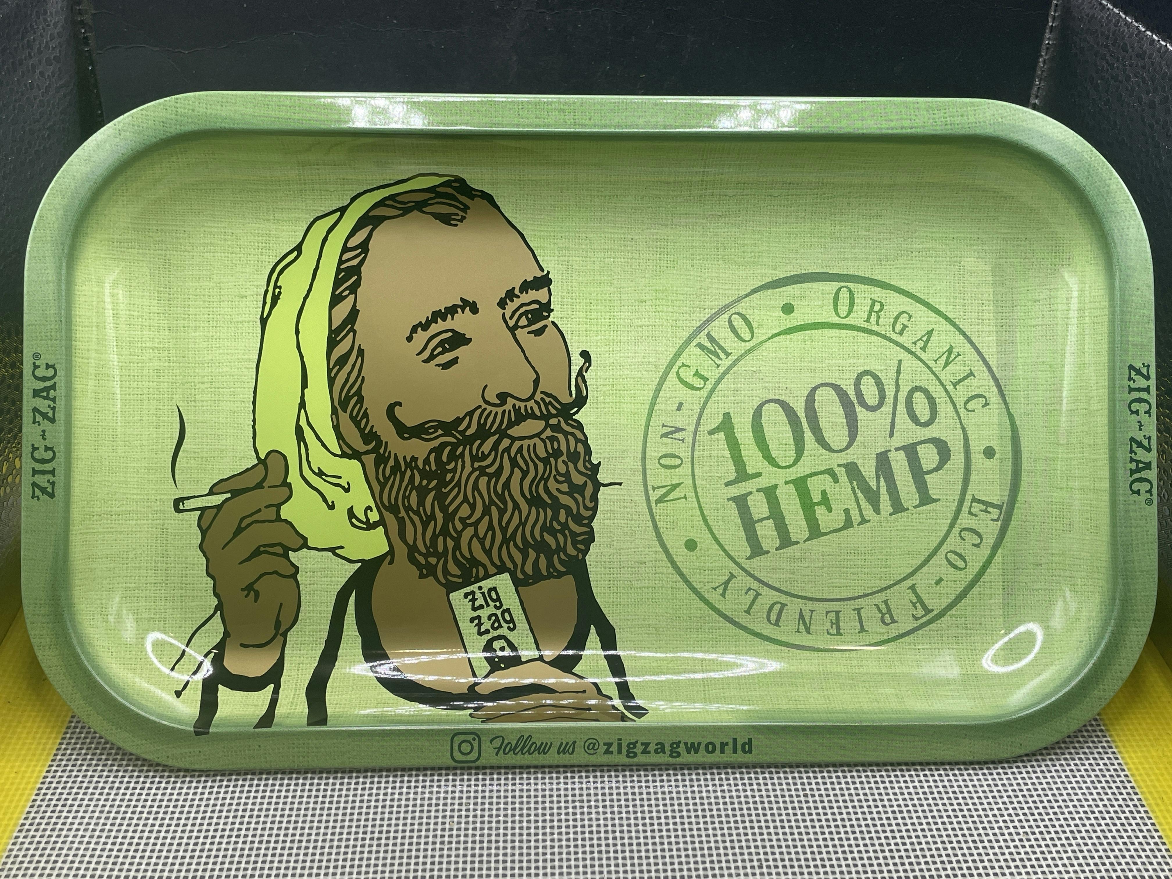 Zig-Zag Hemp Green Small Rolling Tray