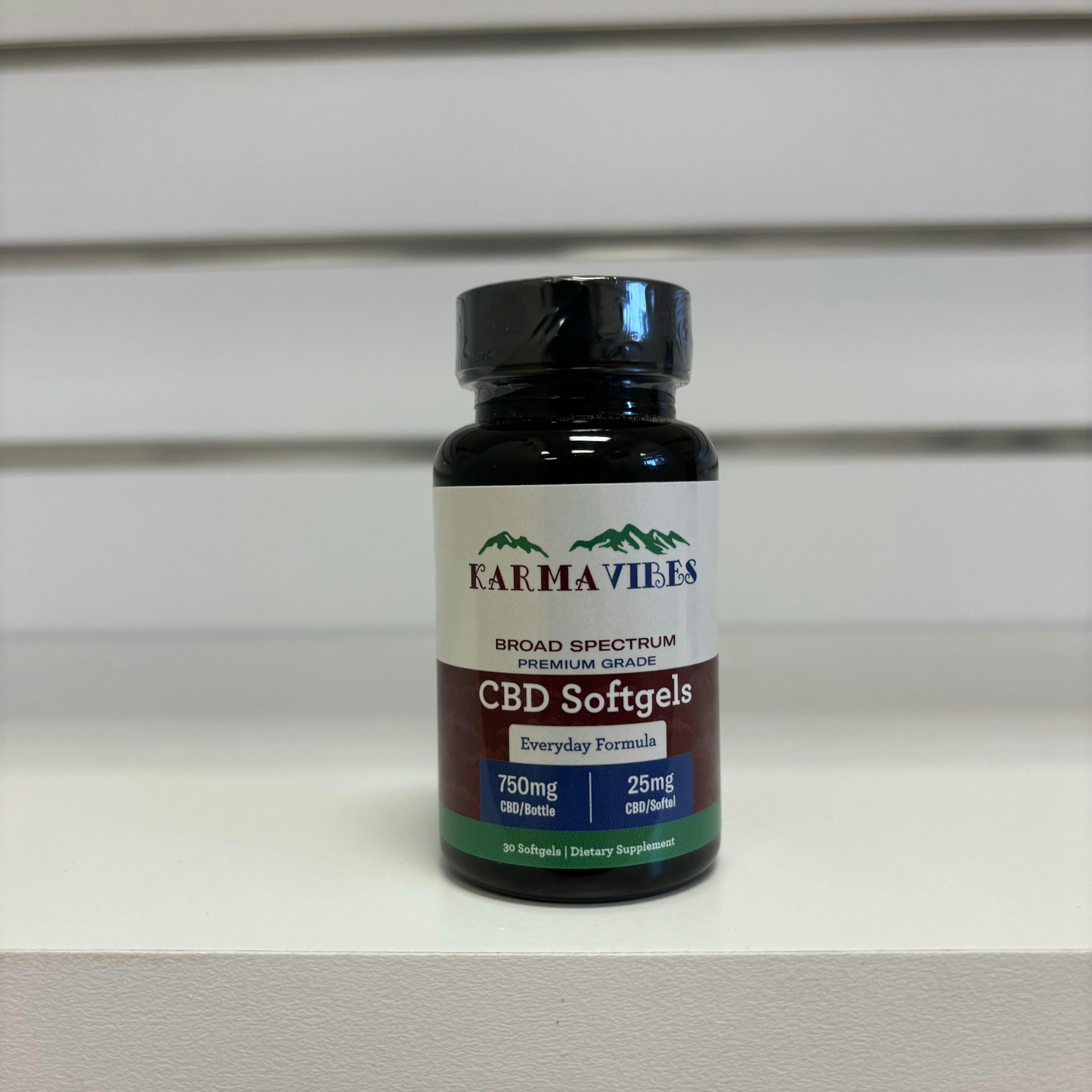 Karma Vibes Broad Spectrum CBD Softgels 25mg/750mg (Everyday Formula)