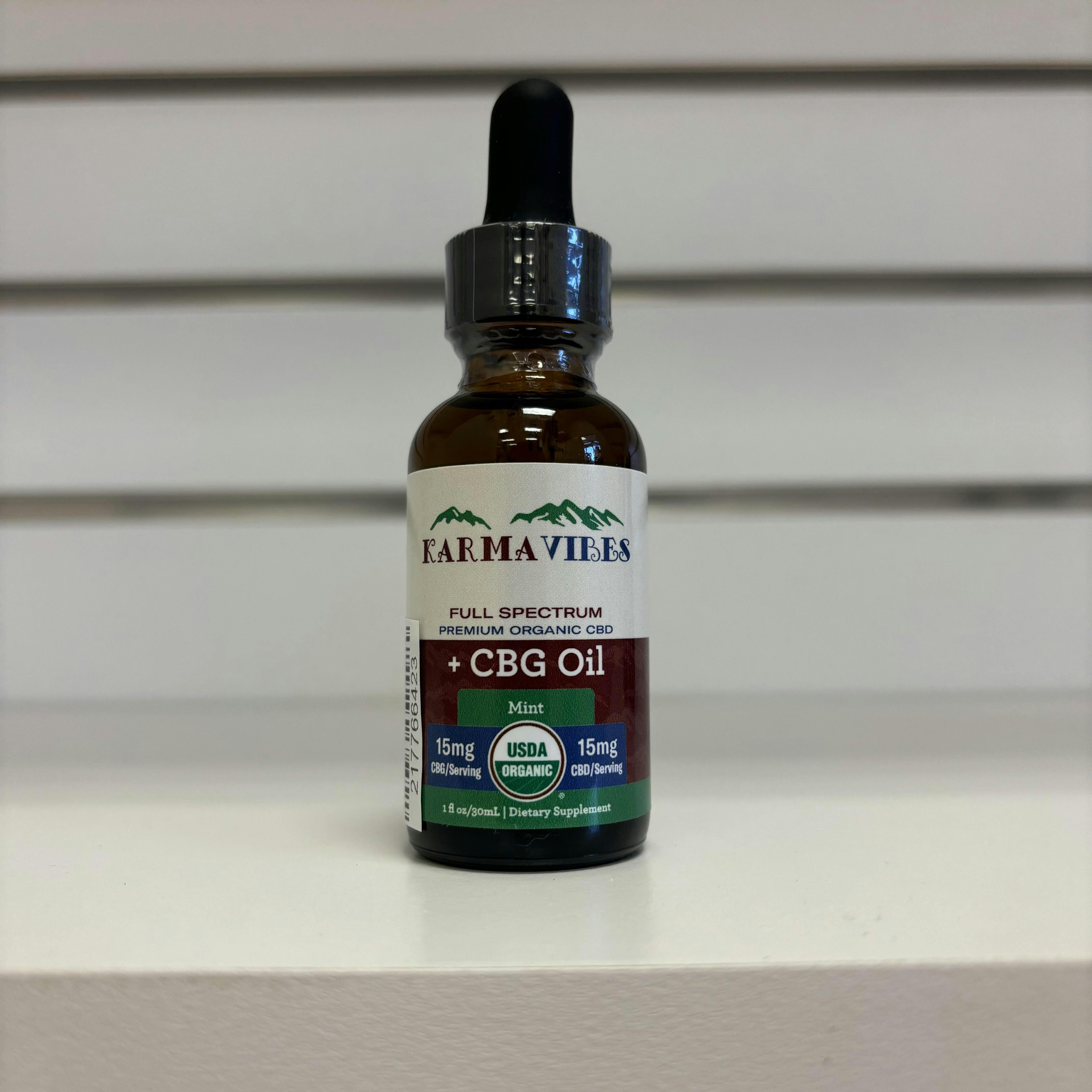 Karma Vibes Full Spectrum Mint Tincture CBD + CBG 15mg/450mg 1:1