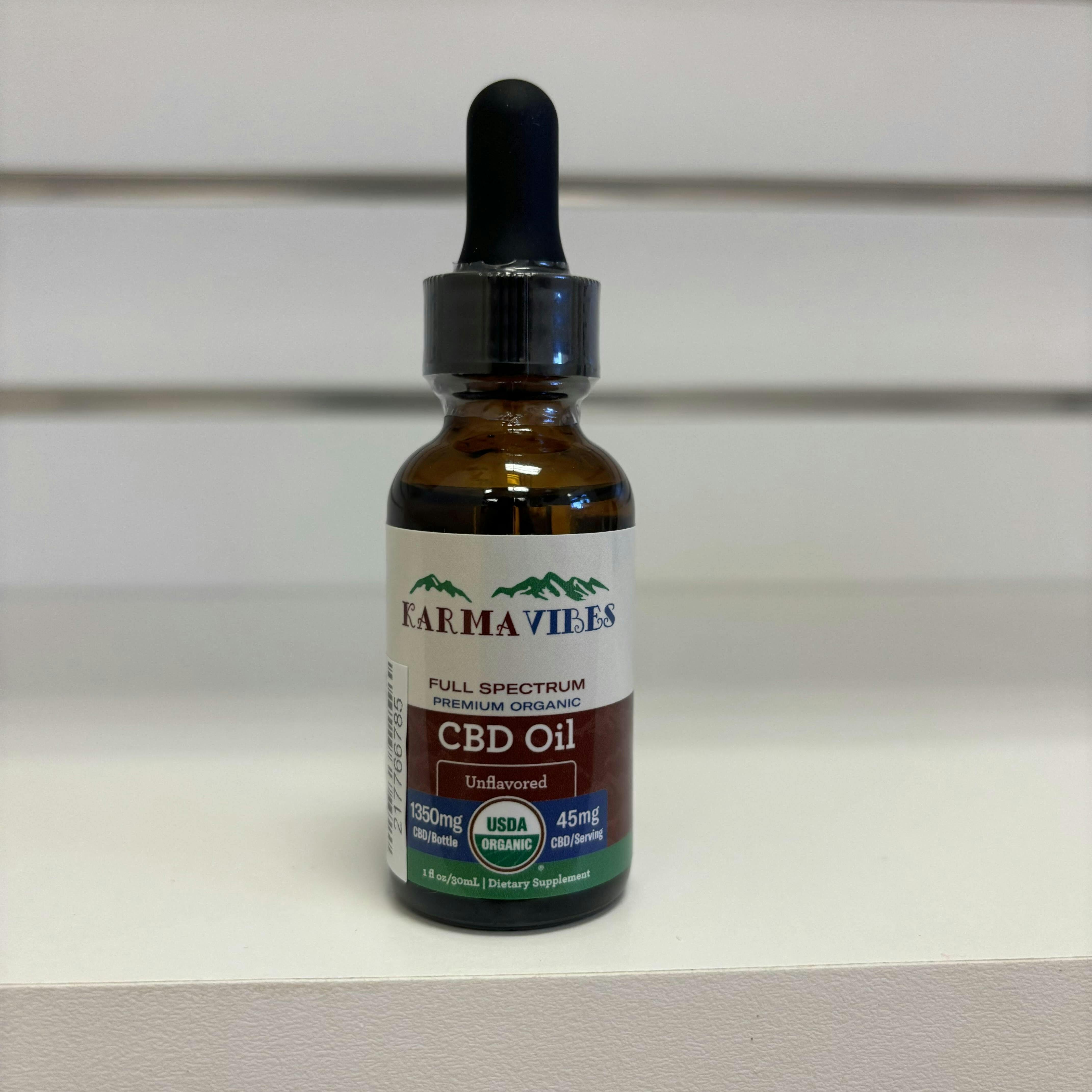 Karma Vibes Full Spectrum Unflavored CBD Tincture 45mg/1350mg