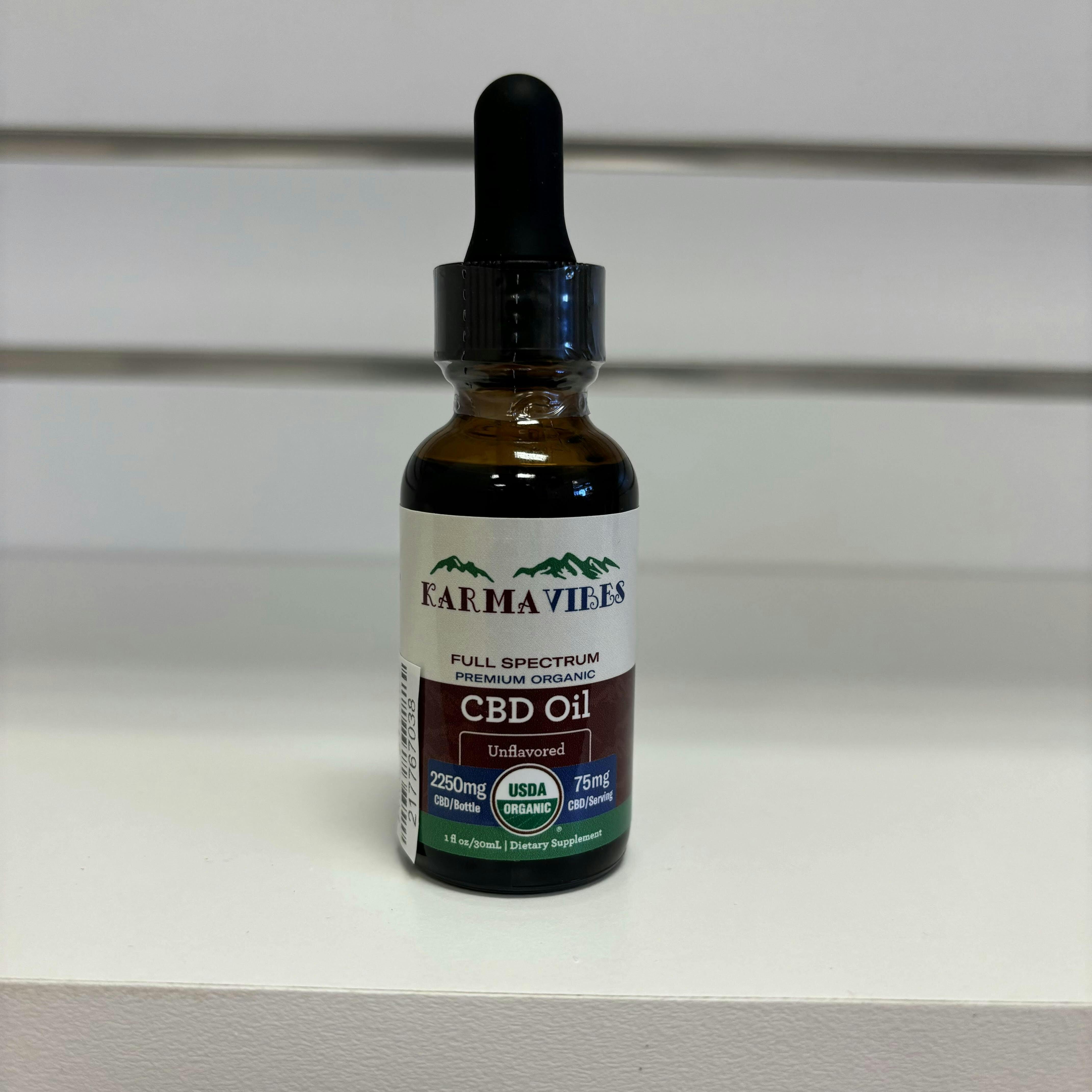 Karma Vibes Full Spectrum Unflavored CBD Tincture 75mg/2250mg
