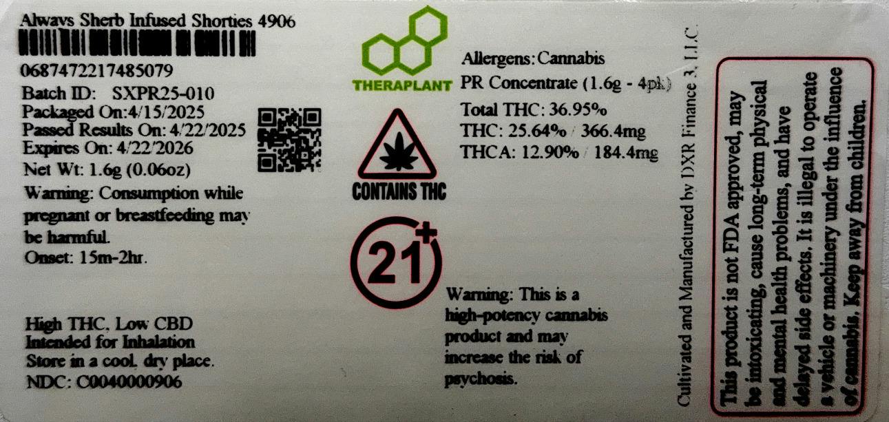 Infused Always Sherb Pre-Roll Pack 1.6g (4-Pack | 0.4g Each) (00906) at Curaleaf Dispensary Groton