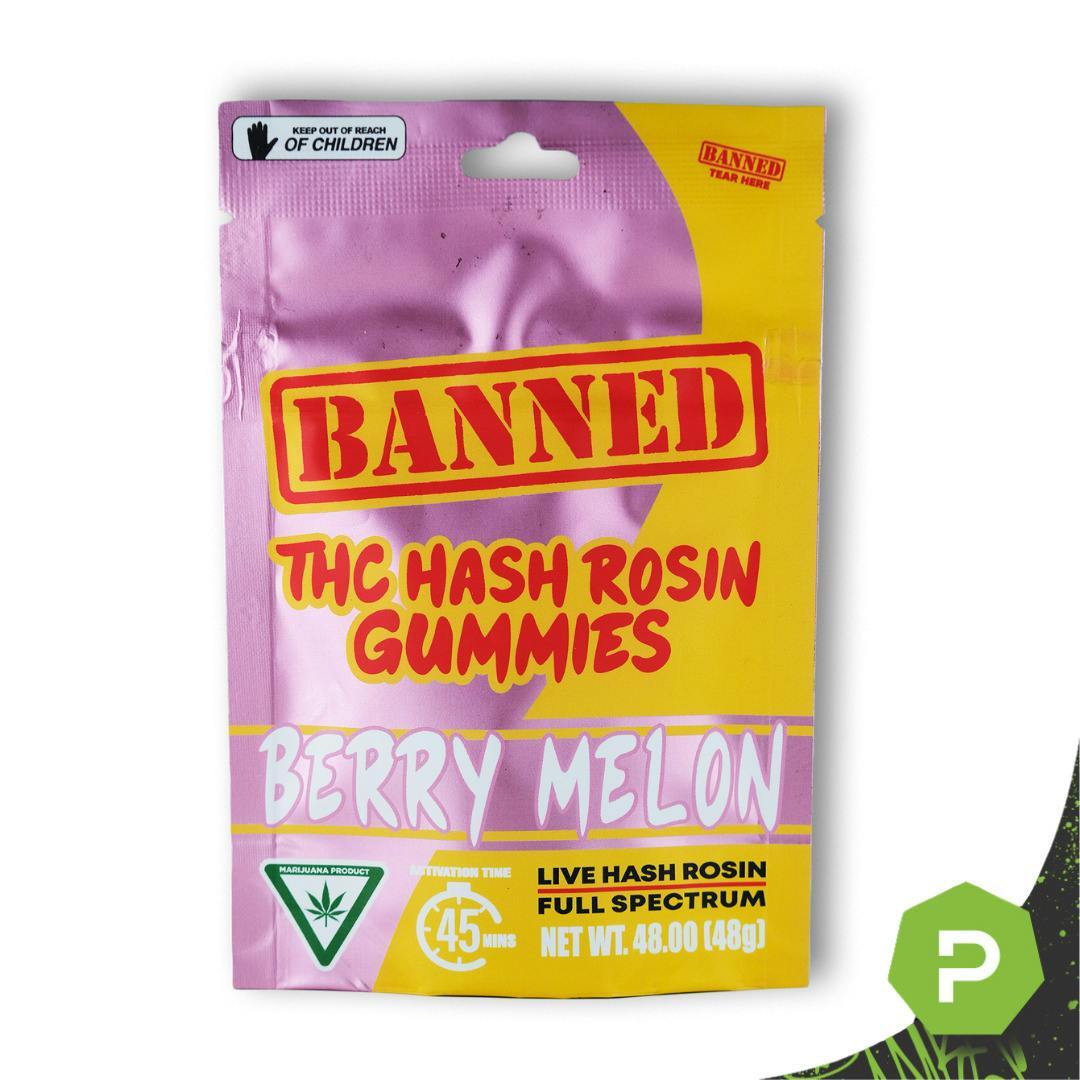 Banned | 200mg Hash Rosin Gummies | Berry Melon