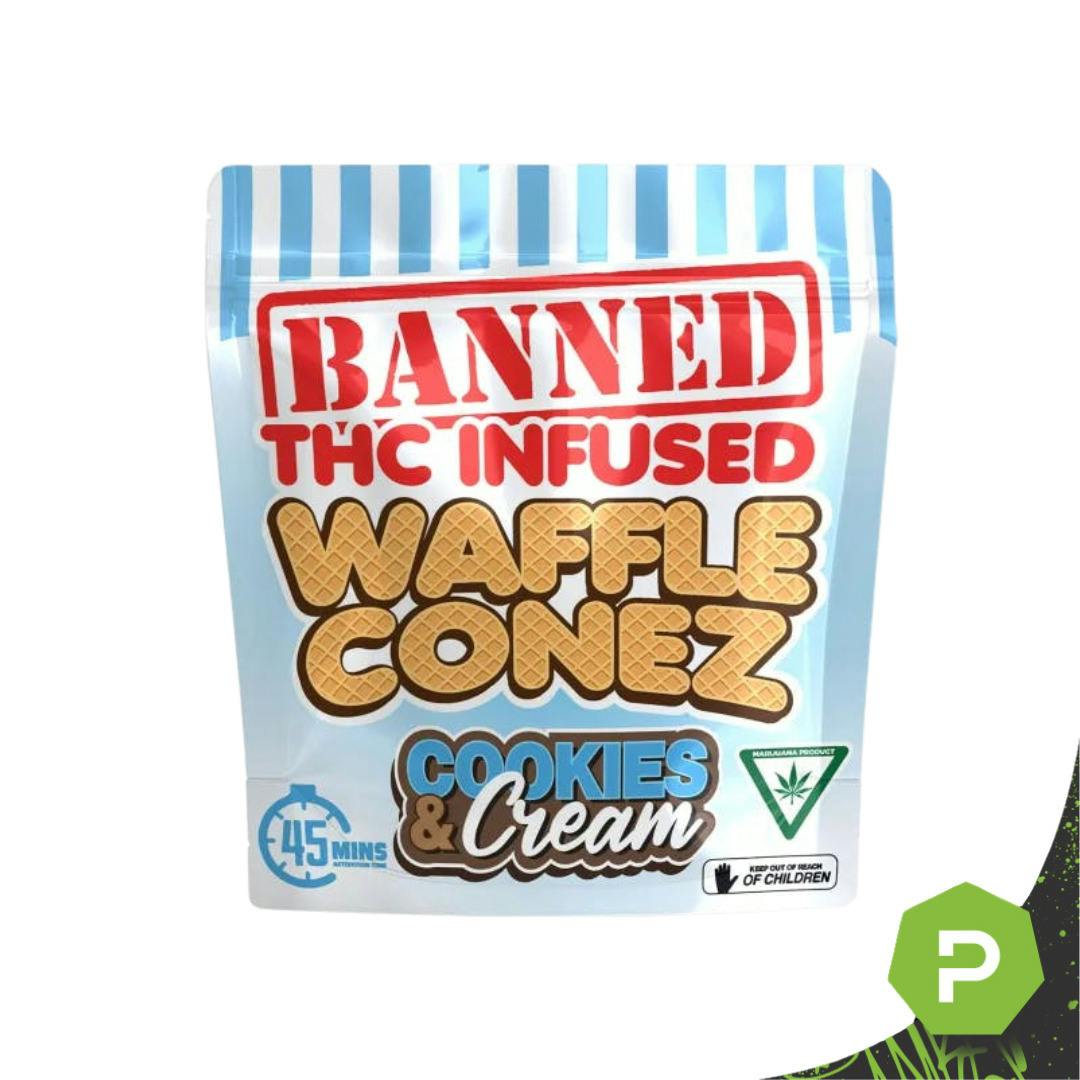 Banned | 200mg Treats | Cookies & Cream Waffle Conez