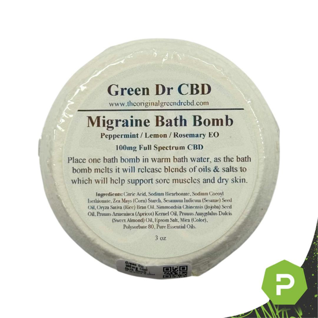 Green DR | 100mg CBD Bath Bomb | Migraine Relief
