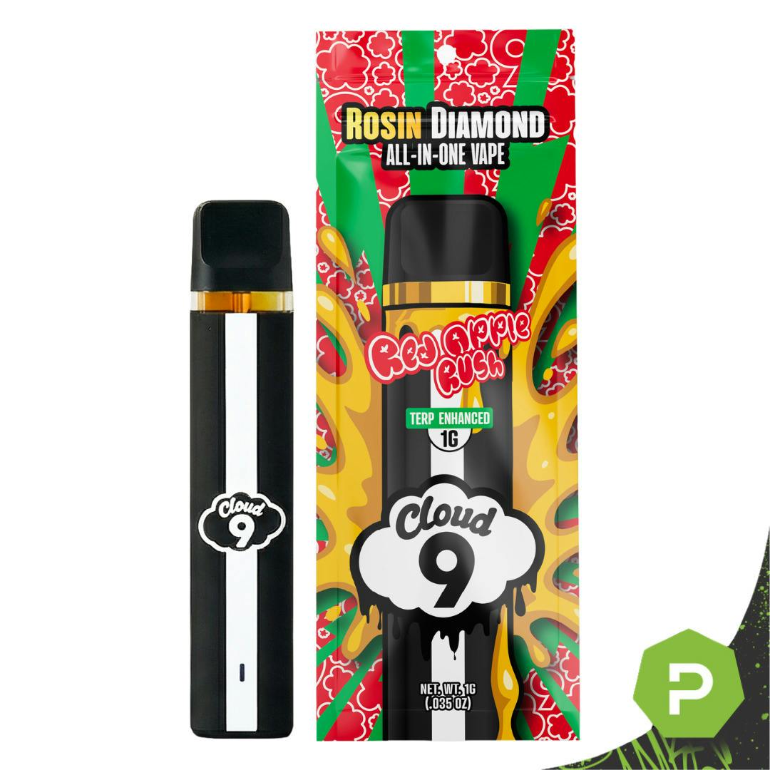 Cloud 9 | 1g Live Rosin Diamond Disposable | Red Apple Rush