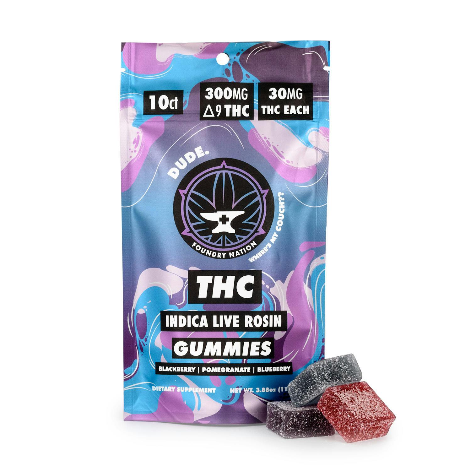 Foundry Nation - 30mg THC Live Rosin Gummies - (Indica) - 10ct