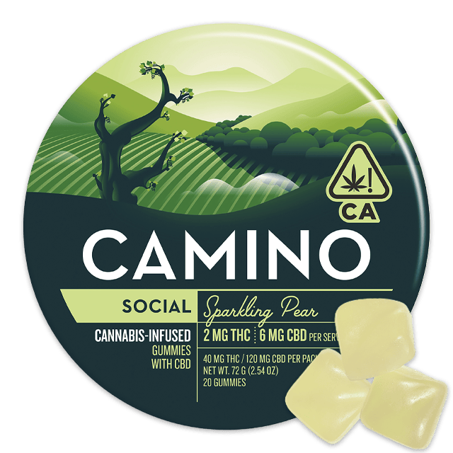 Social | Sparkling Pear THC:CBD 1:3 Gummies | 40mg | 20ct | 2mg/ea