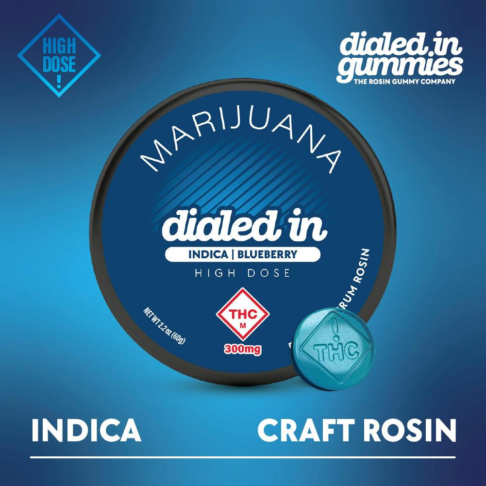 Dialed In: Rosin Gummies | Blueberry | Indica | 300mg | 10pk