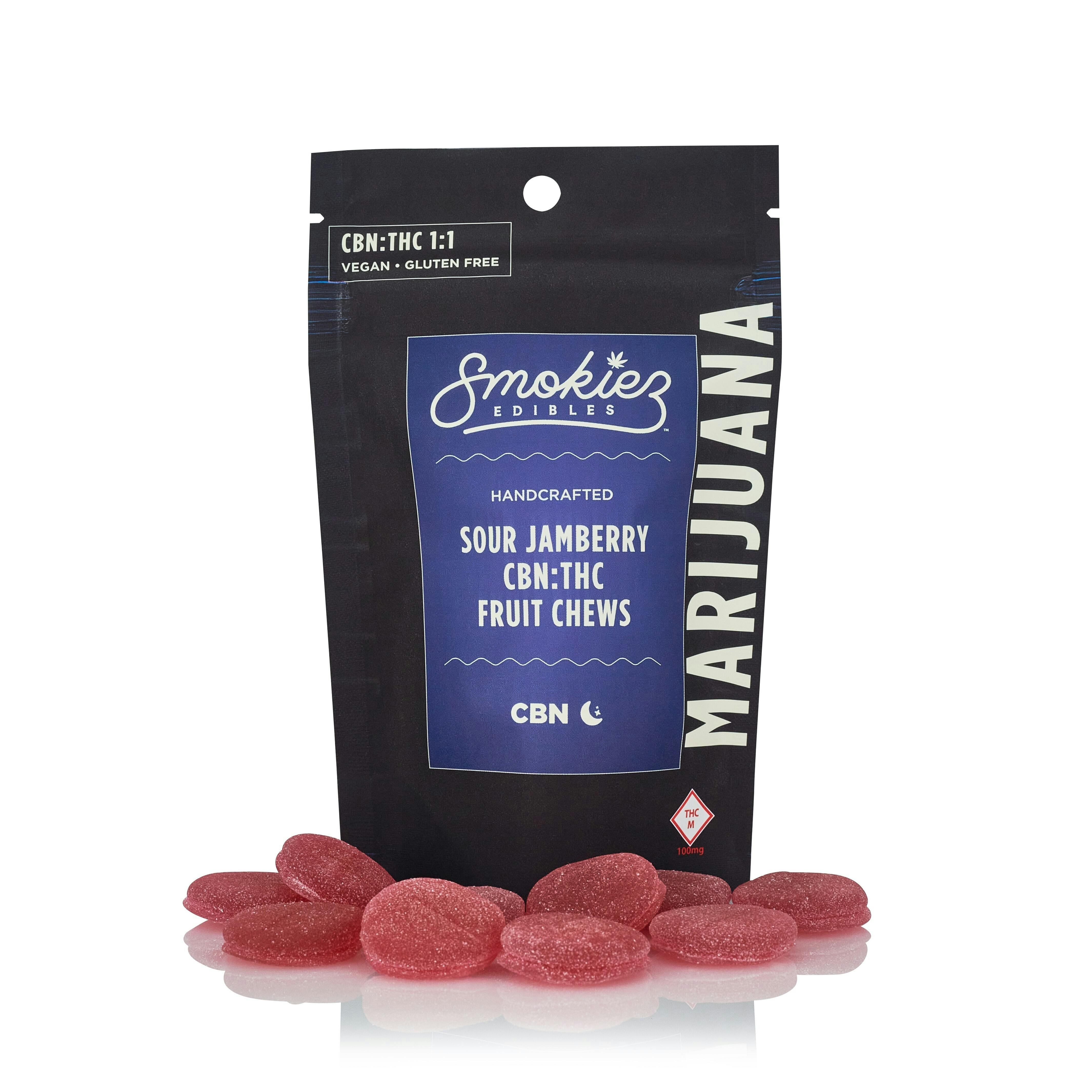 Sour Jamberry CBN:THC 1:1 Fruit Chews (100mg)