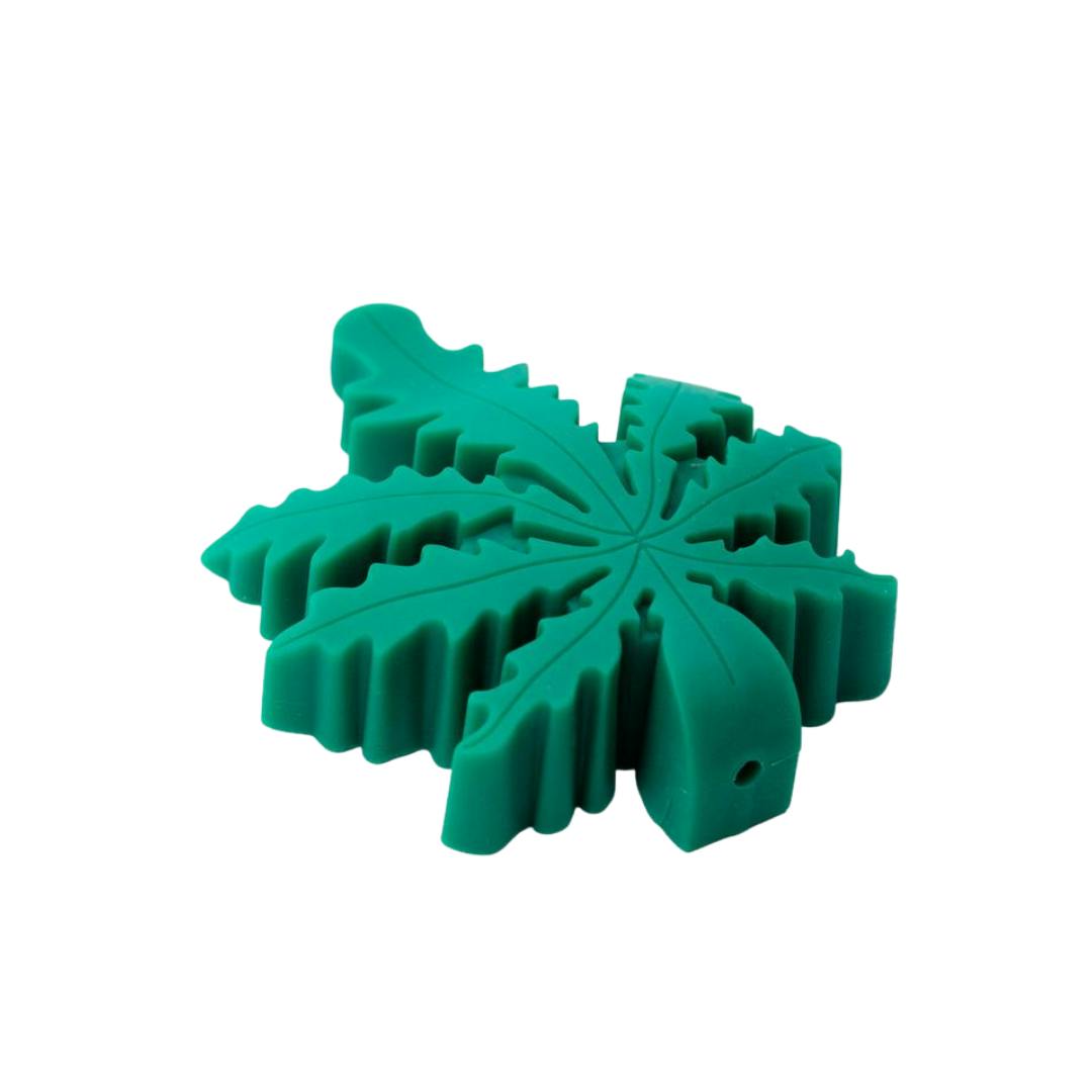 Leaf Silicone Hand Pipe with Glass Bowl - Green