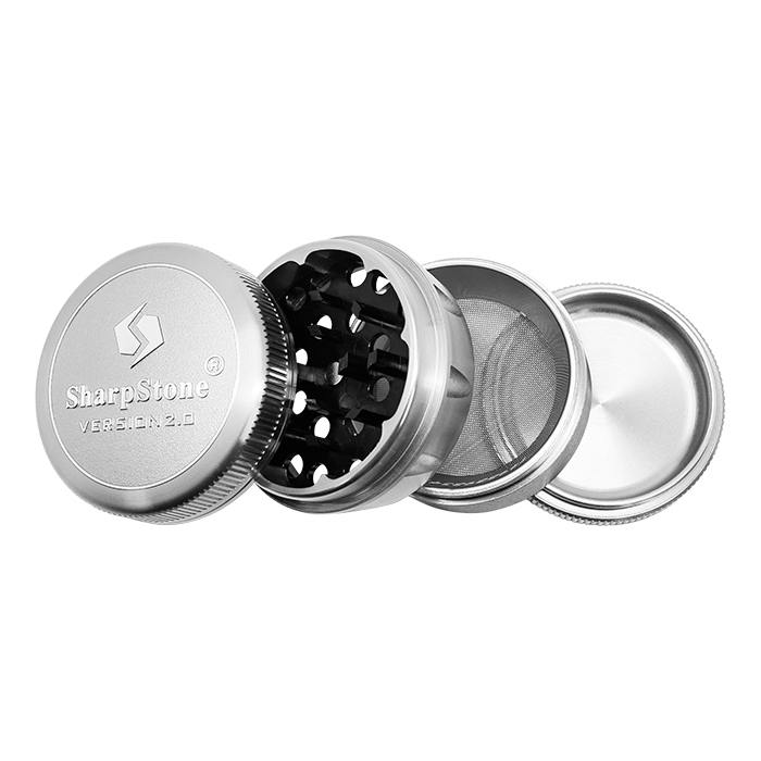 Sharp Stone V2 Grinder - 2.2" Silver Hard Top