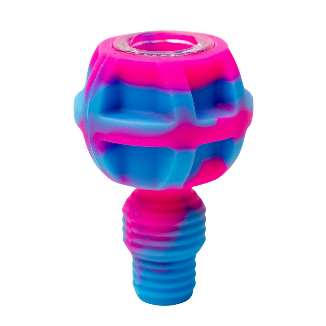 2-in-1 Silicone Bowl with Multi-Hole Glass Bowl - Pink/Blue