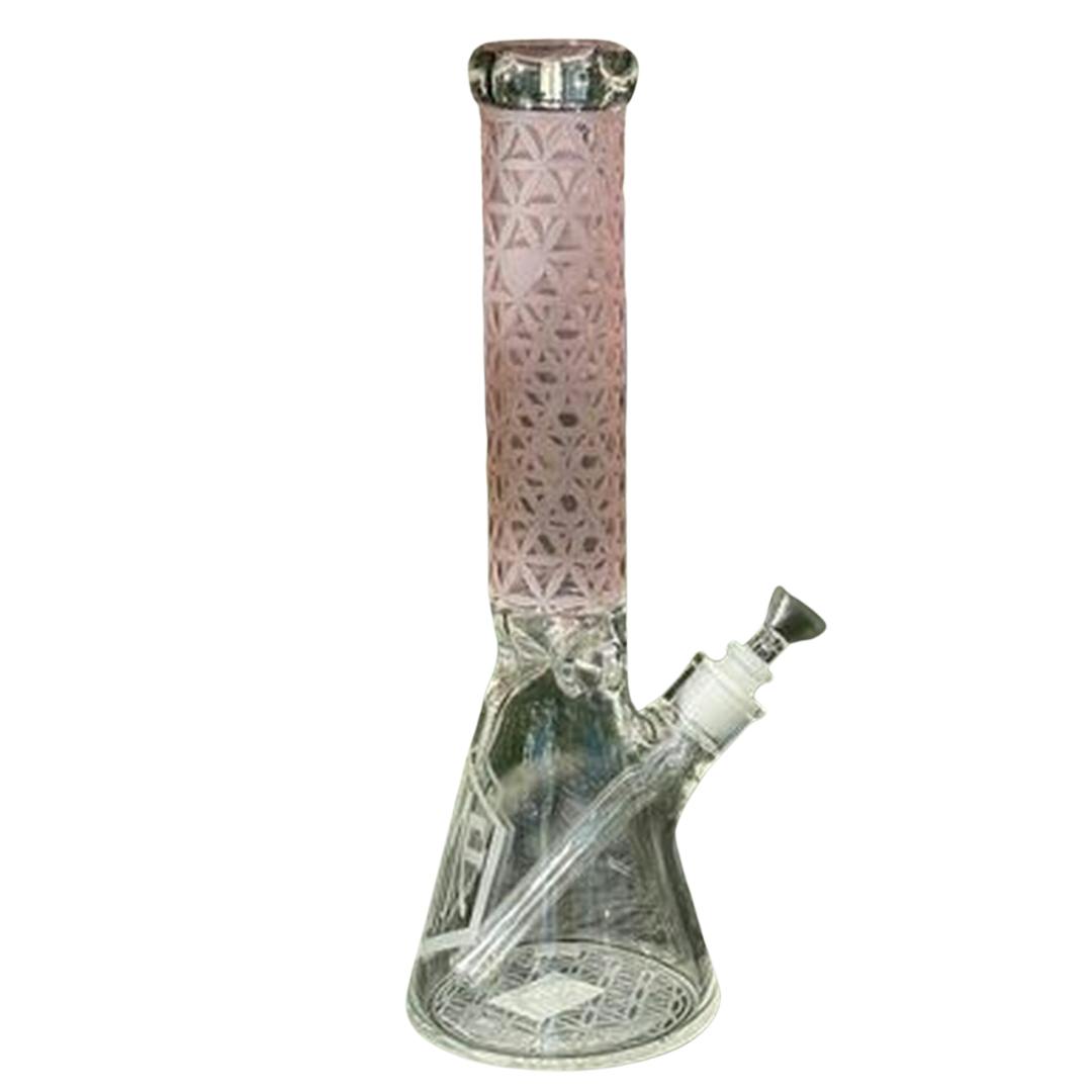 14'' Insane Glass Sandblasted Design Bong - Pink