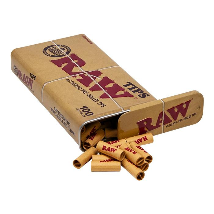 RAW Pre-Rolled Tips - 100 Natural Unrefined Tip Tin