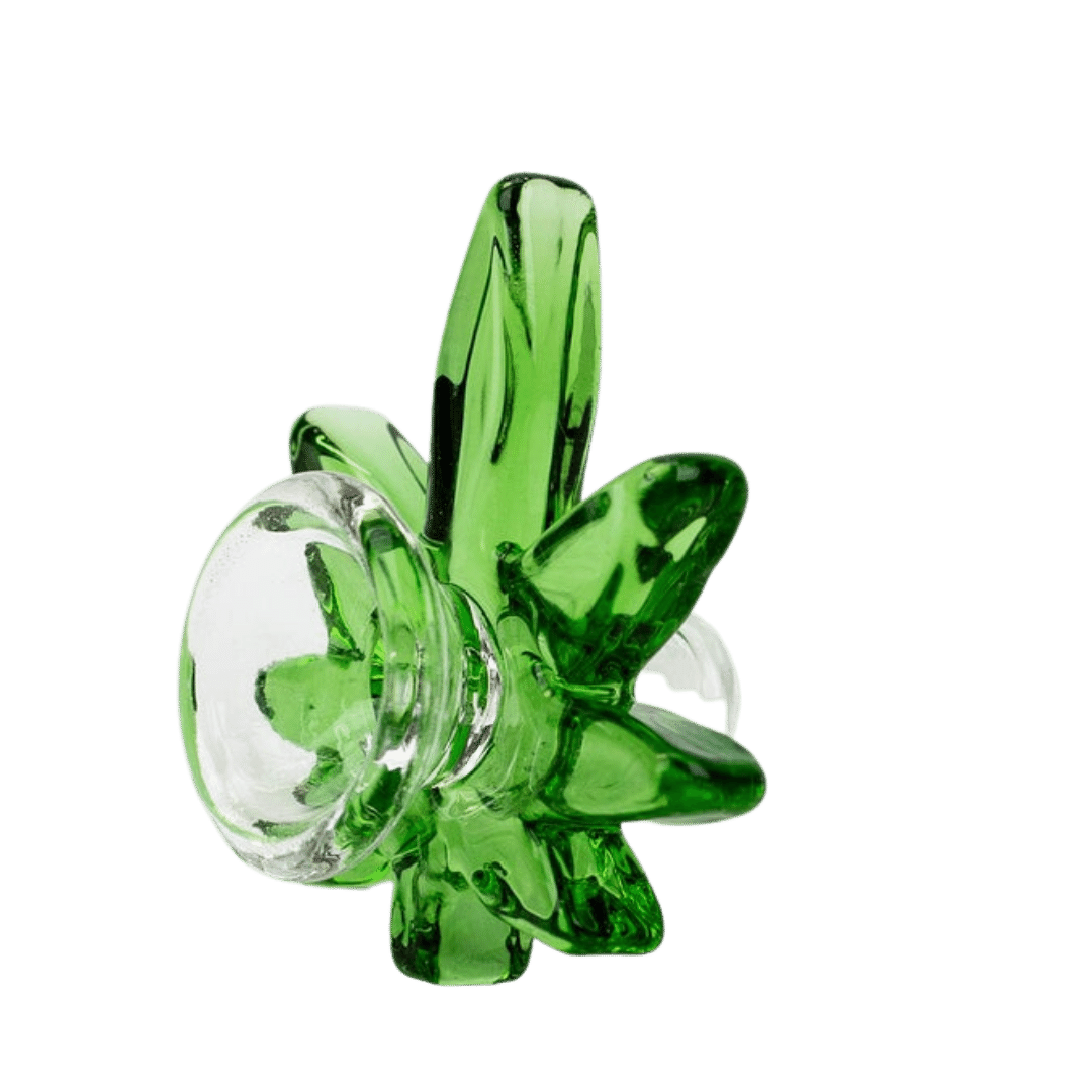 Thick Glass Bowl with Leaf Handle - Green