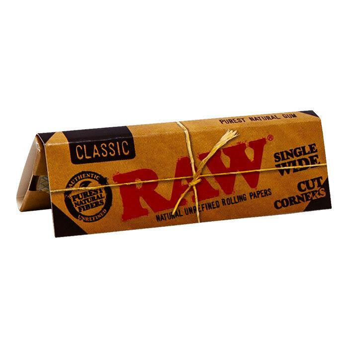 RAW Classic Unrefined Rolling Papers - Single Wide Cut Corners