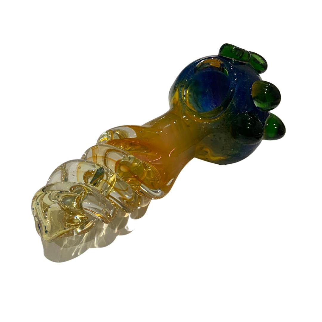 4" Cartel Spoon Pipe - Blue Rainbow Drill