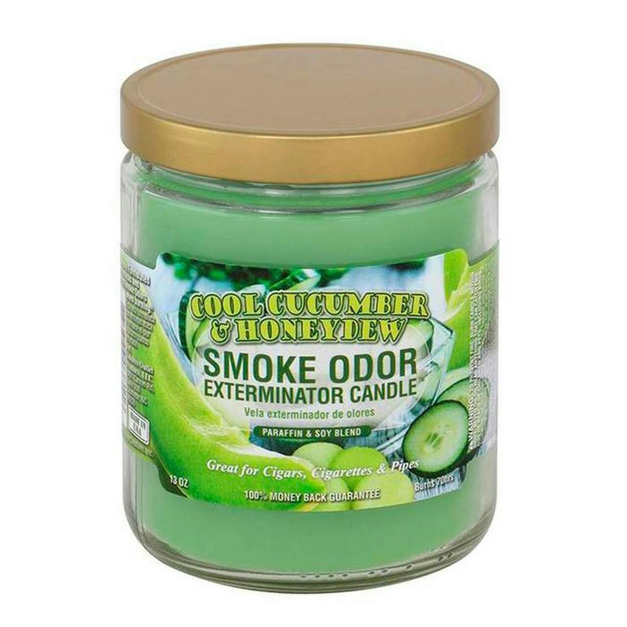 Smoke Odour Candle 13oz - Cool Cucumber and Honeydew