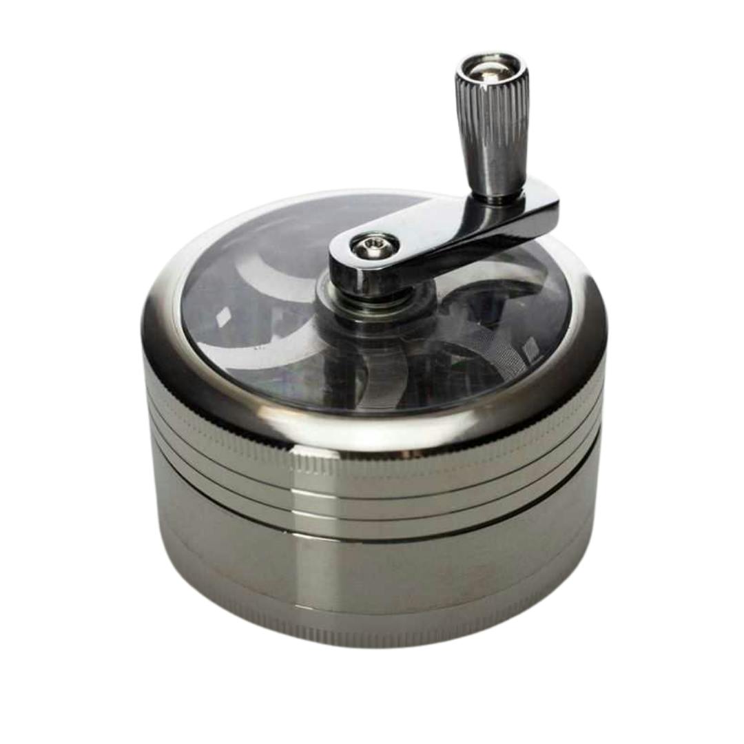 Aluminium 3 Piece Grinder with Handle - Silver