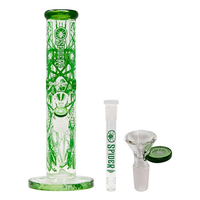 12" DarkWeb Series Spider Glass Straight Shooter Bong - Green