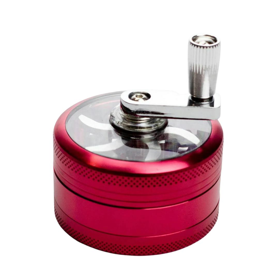Aluminium 3 Piece Grinder with Handle - Red