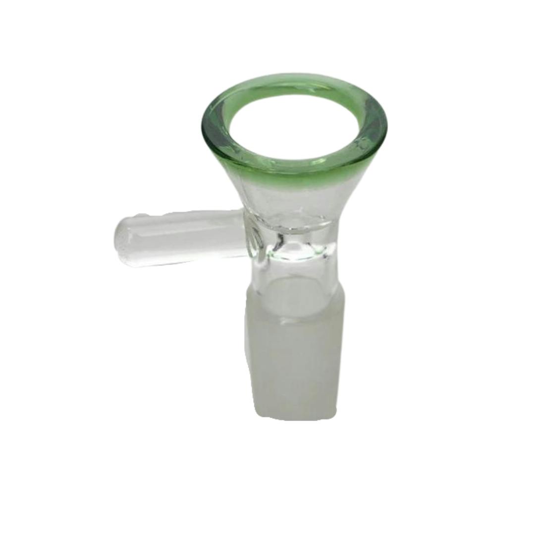 14mm Glass Martini Bowl - 14mm Glass Martini Bowl - Green Rim Accent with Pullout