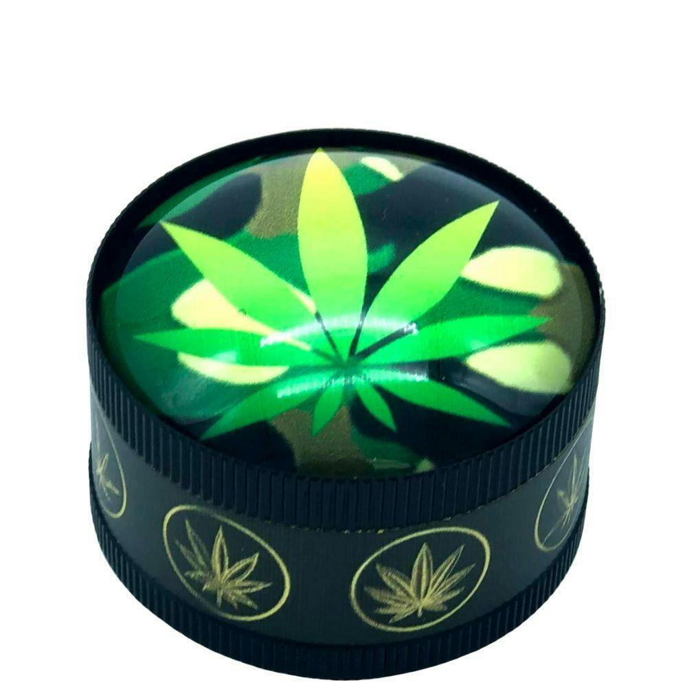 52mm 3 Piece Grinder - Crystal Top Leaf