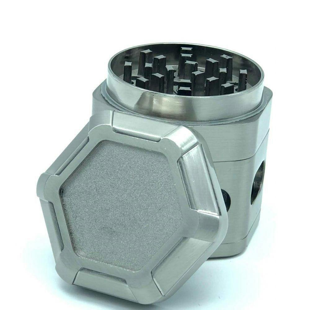 Hexagon 60mm 4-Piece Grinder - Silver