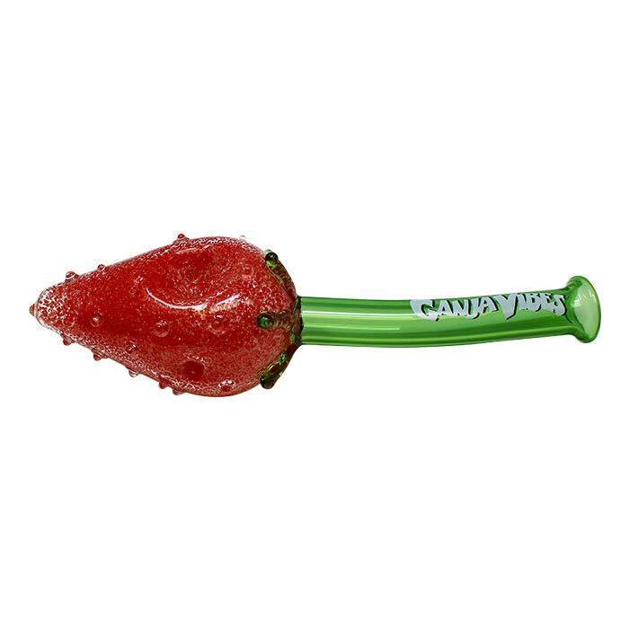 GanjaVibes Design Glass Pipe - 6" Strawberry