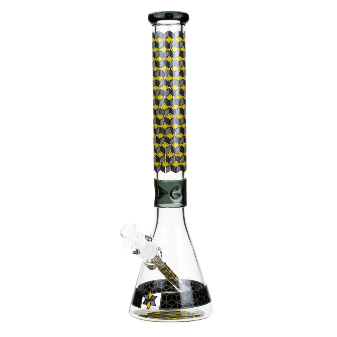 18" Cubic Pattern 7 mm Glass Bong - Black