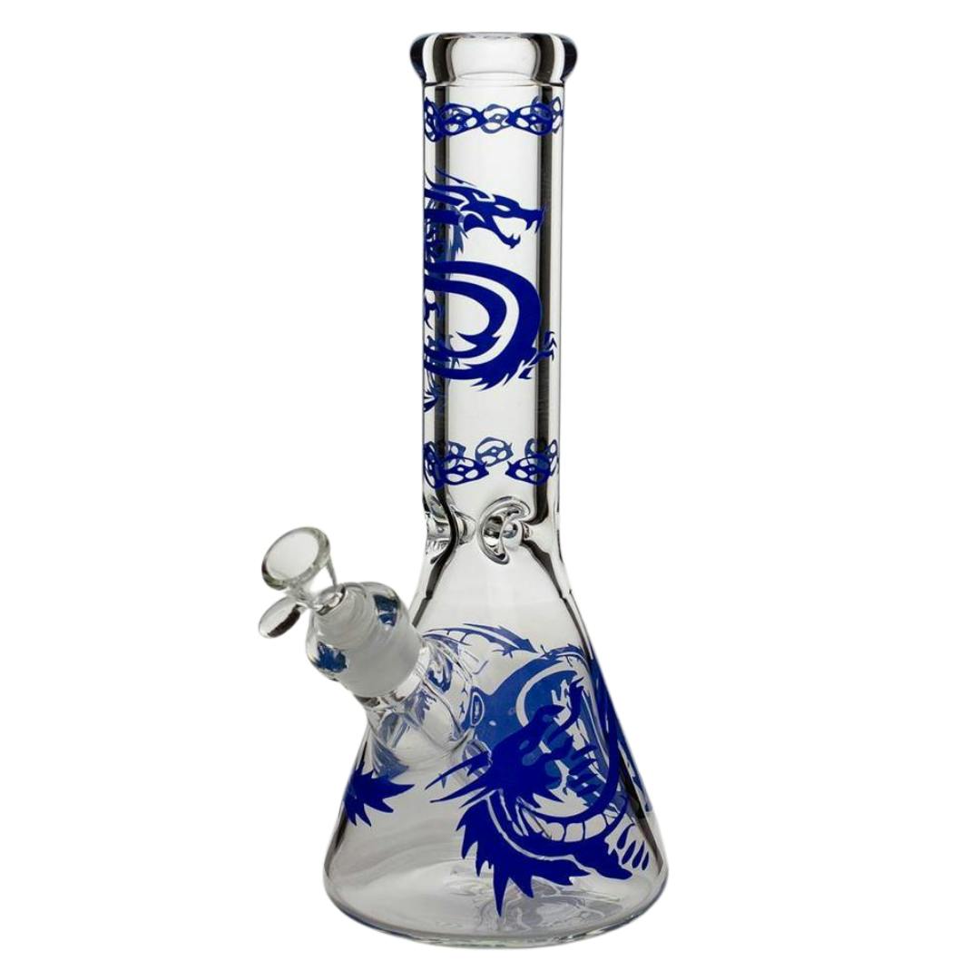 12" 9mm Thick Glass Beaker Bong - Blue Dragon