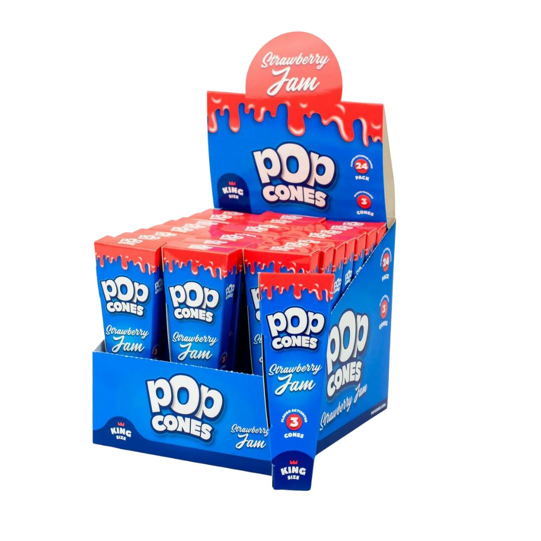 Pop Cones - King Size Strawberry Jam - 6 Pcs