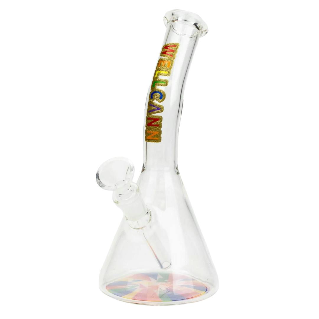 8" WellCann Mini Bong with Colour Bottom - Rainbow
