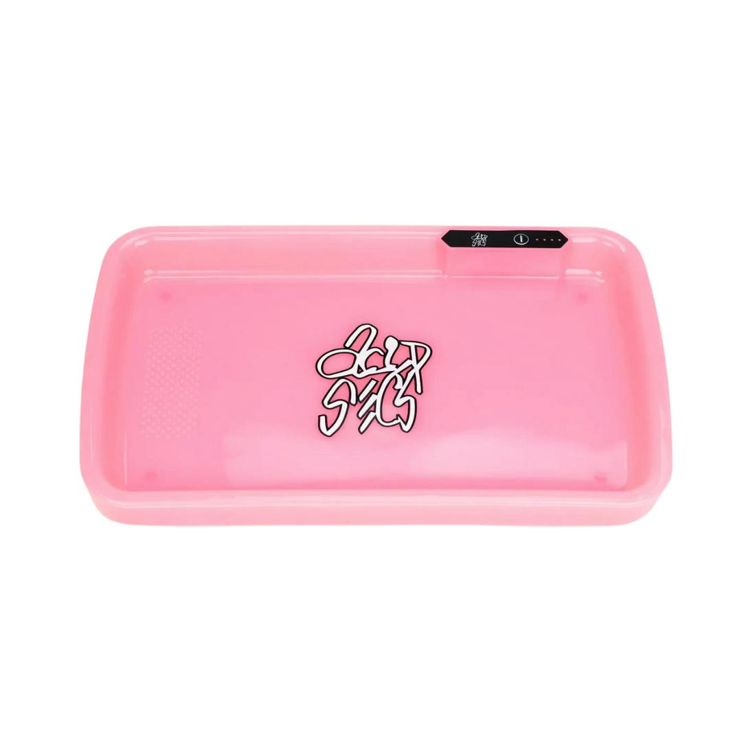 Acid Secs LED Rolling Tray with Grinding Pad - Pink