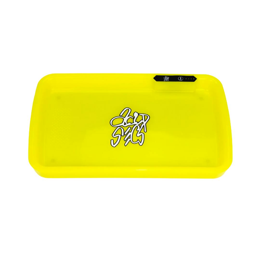 Acid Secs LED Rolling Tray with Grinding Pad - Yellow