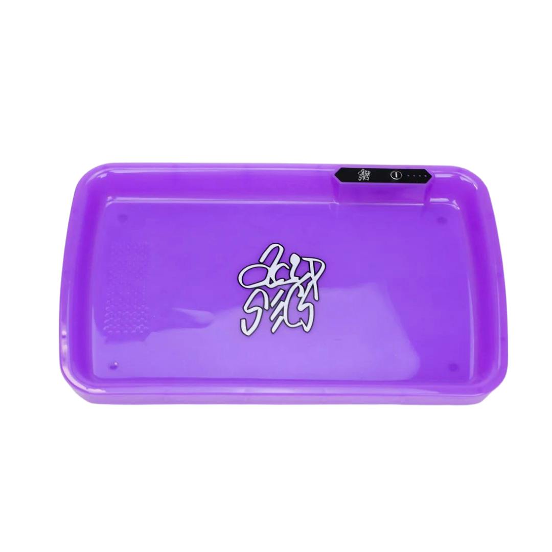 Acid Secs LED Rolling Tray with Grinding Pad - Purple