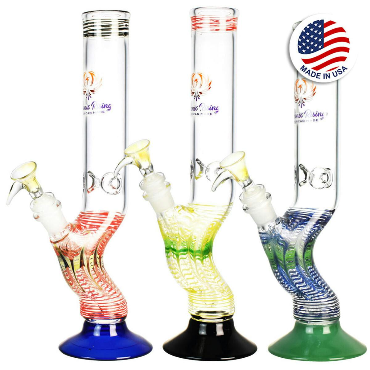 Phoenix Rising Hand Grip Water Pipe - 12"/14mm F/Colors Vary