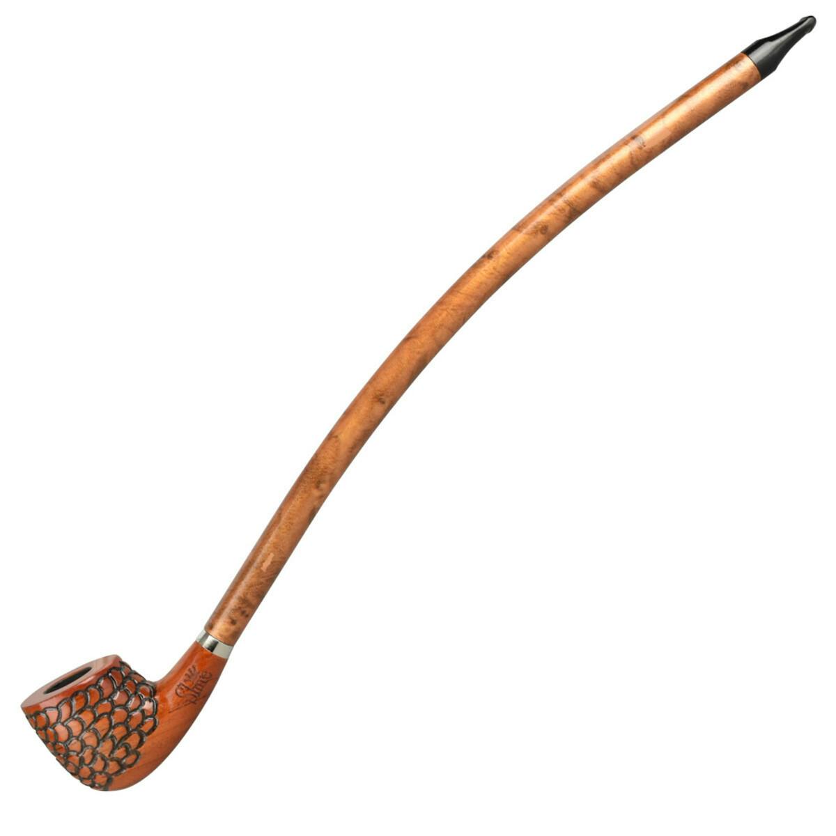 Pulsar Shire Pipes Curved Stem Engraved Cherry Tobacco Pipe - 15”