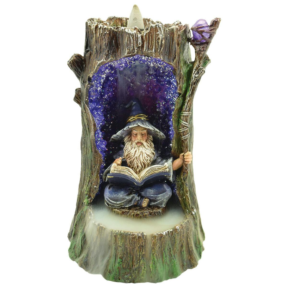 6.5" Wizard Backflow Polyresin Incense Burner W/ LED