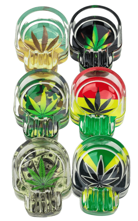 Glass Ashtray - Skull Leaf B