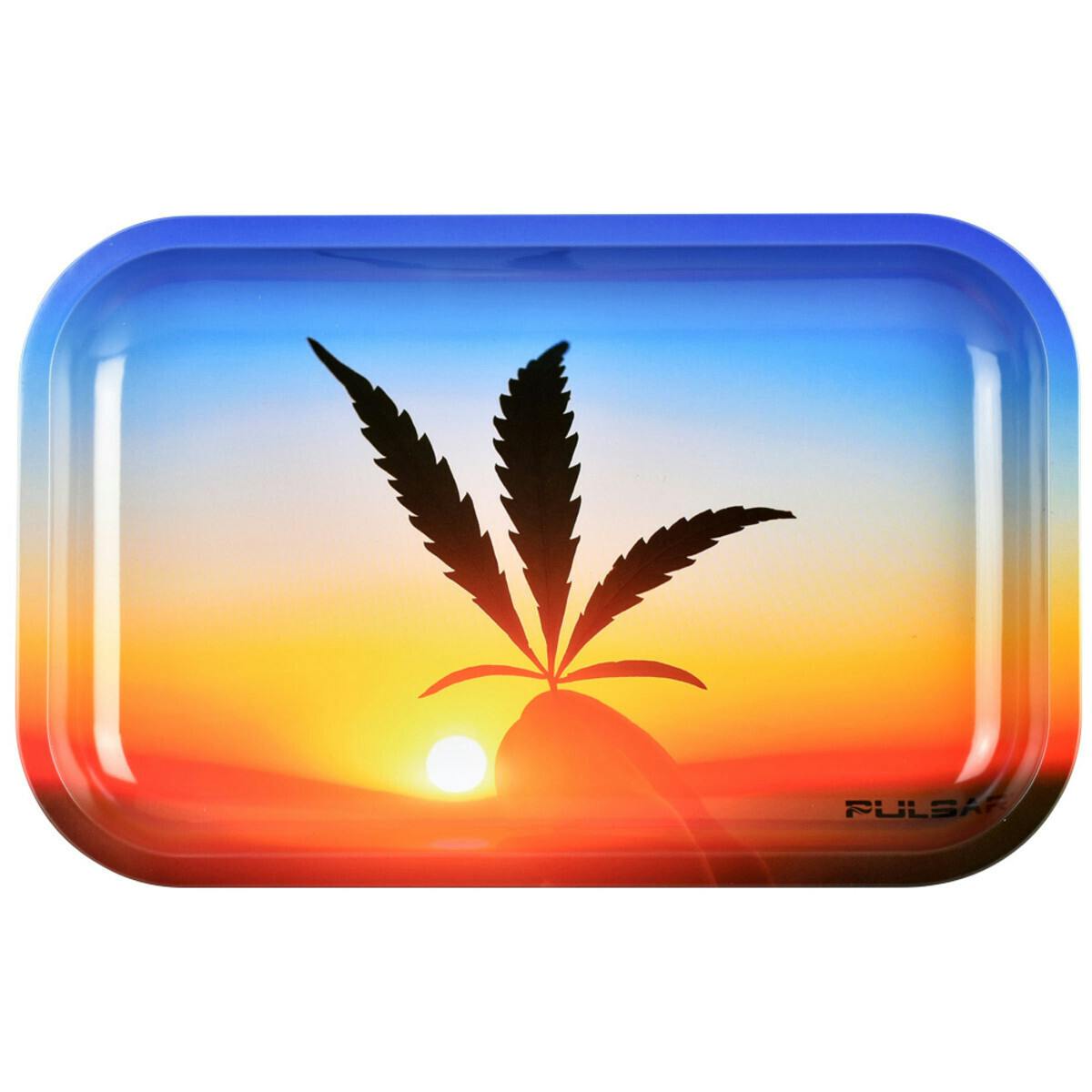 11"x7" Pulsar Metal Rolling Tray - Leafy Sunset