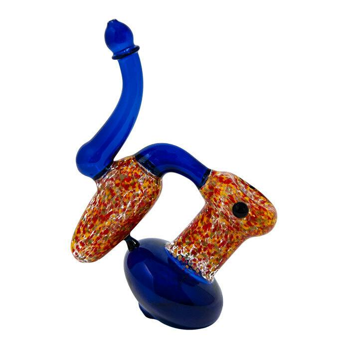 Glass Bubbler - Blue Double Chamber
